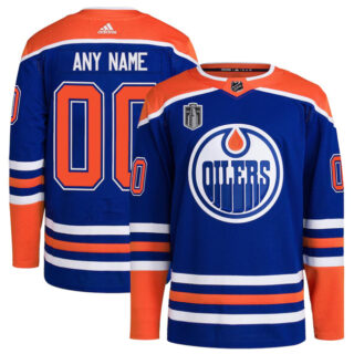 Custom Men's Edmonton Oilers Custom Royal 2024 Stanley Cup Final Patch Stitched Jersey
