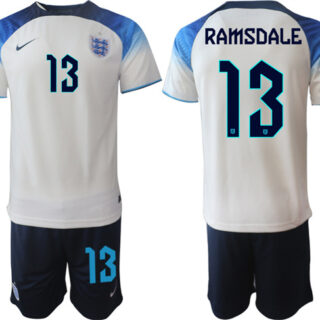 Men's England #13 Ramsdale White Home Soccer Jersey Suit