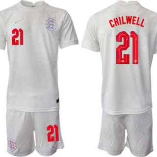 Men's England #21 Chilwell White Home Soccer Jersey Suit 1