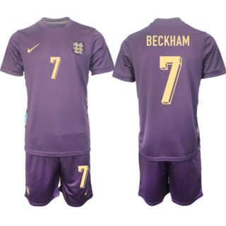 Men's England #7 Beckham 2024-25 Purple Away Soccer Jerseys