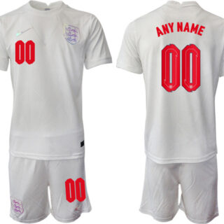 Men's England Custom White Home Soccer Jersey Suit 1