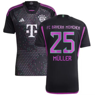 Men's FC Bayern Munich #25 FC Bayern Muller Black 2023 24 Away Soccer Jersey