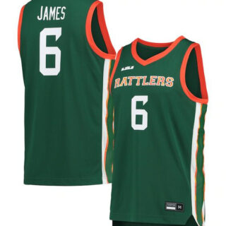 Men's Florida A&M Rattlers #6 LeBron James Green Stitched Basketball Jersey
