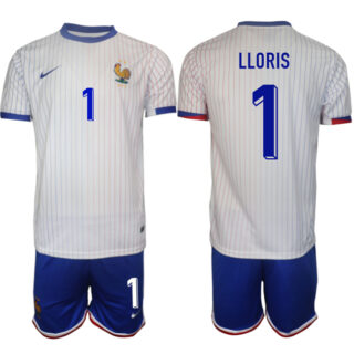 Men's France #1 Hugo Lloris White 2024-25 Away Soccer Jersey