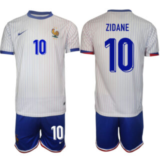 Men's France #10 Zidane White 2024-25 Away Soccer Jersey
