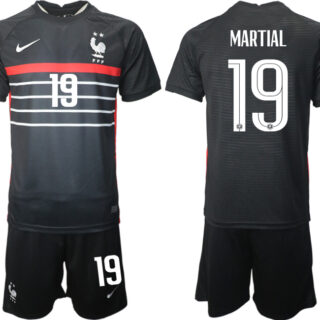 Men's France #19 Martial Black Home Soccer Jersey Suit