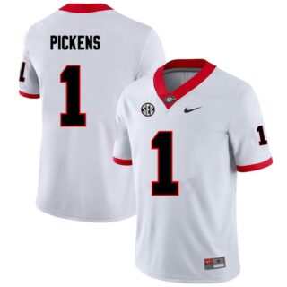 Men's Georgia Bulldogs #1 George Pickens White Stitched Football Jersey