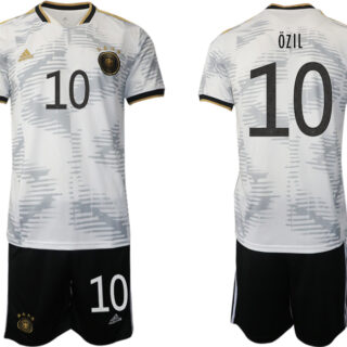 Men's Germany #10 Ozil White Home Soccer Jersey Suit