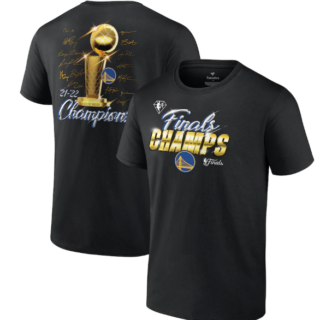 Men's Golden State Warriors 2021-2022 Black 2022 NBA Finals Champions Forward Roster Signature T-Shirt