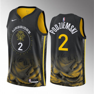 Men's Golden State Warriors #2 Brandin Podziemski Black 2023 Draft City Edition Swingman Stitched Basketball Jersey