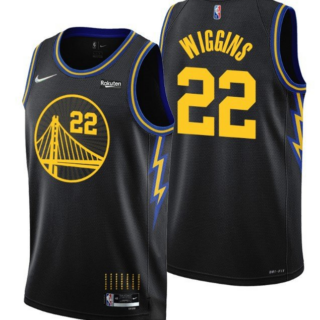 Men's Golden State Warriors #22 Andrew Wiggins 2021 22 City Edition Black 75th Anniversary Stitched Basketball Jersey
