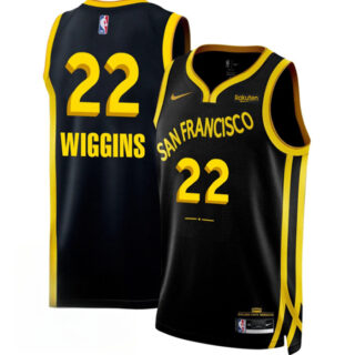 Men's Golden State Warriors #22 Andrew Wiggins Black 2023 24 City Edition Stitched Basketball Jersey