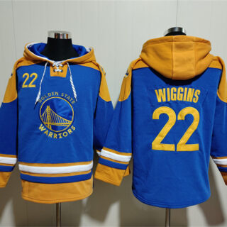 Men's Golden State Warriors #22 Andrew Wiggins Blue Yellow Lace-Up Pullover Hoodie