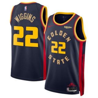 Men's Golden State Warriors #22 Andrew Wiggins Navy 2024 25 City Edition Stitched Basketball Jersey