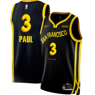 Men's Golden State Warriors #3 Chris Paul Black 2023 24 City Edition Stitched Basketball Jersey