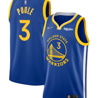 Men's Golden State Warriors #3 Jordan Poole 2022 Royal 75th Anniversary Stitched Jersey