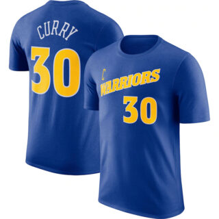Men's Golden State Warriors #30 Stephen Curry Blue 2022 23 Name & Number T-Shirt