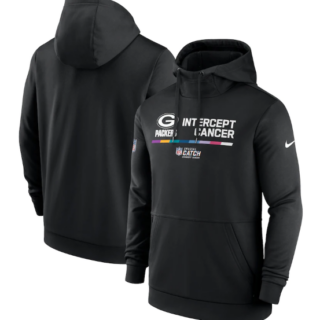 Men's Green Bay Packers 2022 Black Crucial Catch Therma Performance Pullover Hoodie