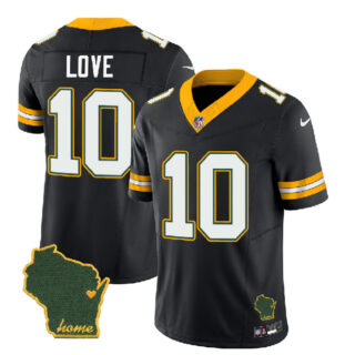 Men's Green Bay Packers #10 Jordan Love Black 2023 F.U.S.E. Home Patch Vapor Untouchable Limited Stitched Jersey