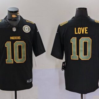 Men's Green Bay Packers #10 Jordan Love Black Fashion Vapor Limited Stitched Football Jerseys