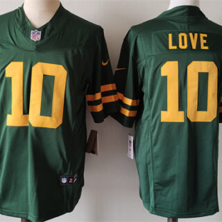 Men's Green Bay Packers #10 Jordan Love Green Color Rush 2023 F.U.S.E. Limited Stitched Football Jersey