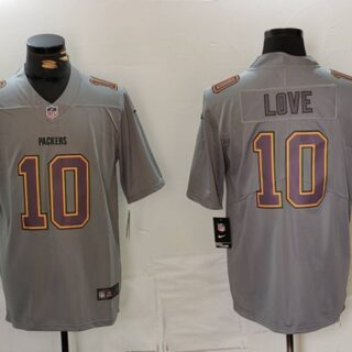 Men's Green Bay Packers #10 Jordan Love Grey Atmosphere Fashion Stitched Football Jersey