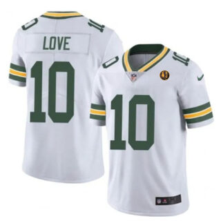 Men's Green Bay Packers #10 Jordan Love White Vapor Limited Throwback Stitched Football Jersey