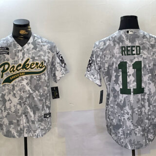 Men's Green Bay Packers #11 Jayden Reed 2024 Arctic Camo Salute To Service Stitched Baseball Jersey