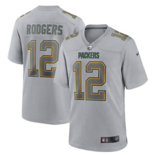 Men's Green Bay Packers #12 Aaron Rodgers Gray Atmosphere Fashion Stitched Game Jersey