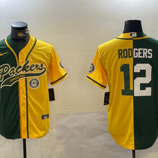 Men's Green Bay Packers #12 Aaron Rodgers Green Cool Base Stitched Baseball Jerseys