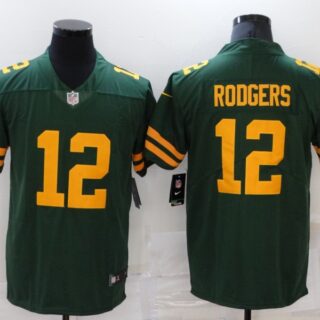 Men's Green Bay Packers #12 Aaron Rodgers Green Yellow 2021 Vapor Untouchable Stitched NFL Nike Limited Jersey