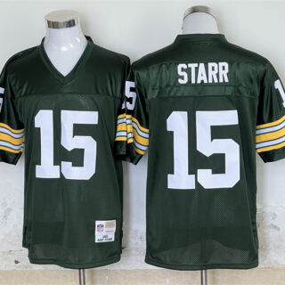 Men's Green Bay Packers #15 Bart Starr Green Throwback Stitched Jersey
