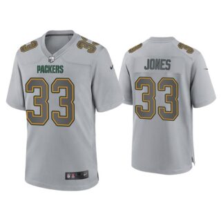 Men's Green Bay Packers #33 Aaron Jones Gray Atmosphere Fashion Stitched Game Jersey