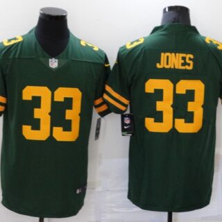 Men's Green Bay Packers #33 Aaron Jones Green Yellow 2021 Vapor Untouchable Stitched NFL Nike Limited Jersey