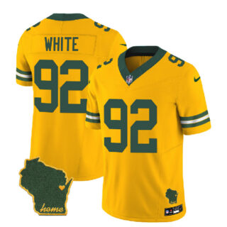 Men's Green Bay Packers #92 Reggie White Gold 2023 F.U.S.E. Home Patch Vapor Untouchable Limited Stitched Jersey