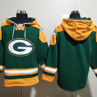 Men's Green Bay Packers Blank Green Lace-Up Pullover Hoodie