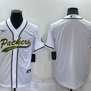 Men's Green Bay Packers Blank White Cool Base Stitched Baseball Jersey
