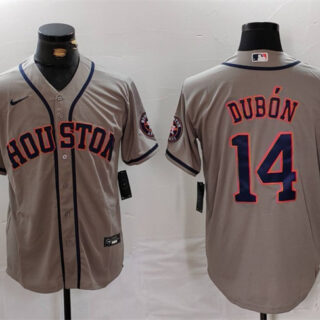 Men's Houston Astros #14 Mauricio Dubón Grey Cool Base Stitched Baseball Jersey
