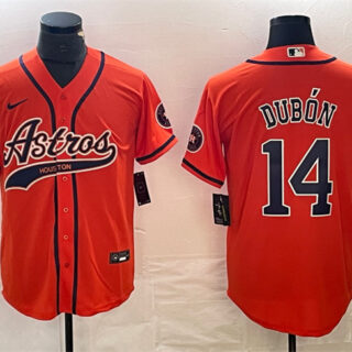 Men's Houston Astros #14 Mauricio Dubón Orange With Patch Cool Base Stitched Baseball Jersey