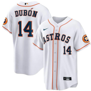 Men's Houston Astros #14 Mauricio Dubón White Cool Base Stitched Baseball Jersey