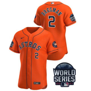 Men's Houston Astros #2 Alex Bregman 2021 Orange World Series Flex Base Stitched Baseball Jersey