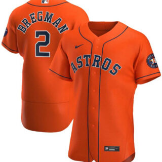 Men's Houston Astros #2 Alex Bregman Orange Flex Base Stitched Jersey