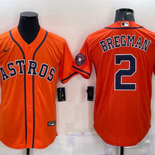 Men's Houston Astros #2 Alex Bregman Orange With Patch Cool Base Stitched Jersey