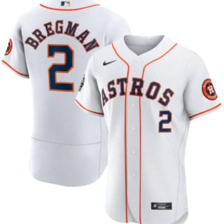 Men's Houston Astros #2 Alex Bregman White 2022 World Series Flex Base Stitched Baseball Jersey