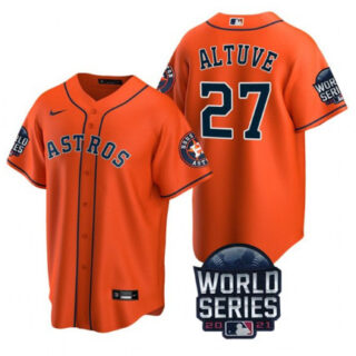 Men's Houston Astros #27 Jose Altuve 2021 Orange World Series Cool Base Stitched Baseball Jersey