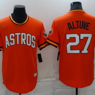 Men's Houston Astros #27 Jose Altuve Orange Cool Base Stitched Jersey