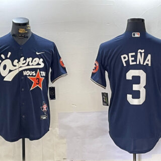 Men's Houston Astros #3 Jeremy Peña Navy Cactus Jack Style Vapor Premier Limited Stitched Baseball Jersey