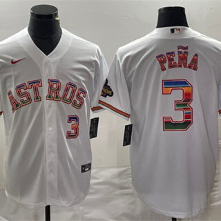 Men's Houston Astros #3 Jeremy Peña White Mexico Cool Base Stitched Baseball Jersey