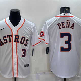 Men's Houston Astros #3 Jeremy Pena White With Patch Cool Base Stitched Jersey