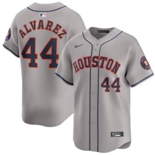 Men's Houston Astros #44 Yordan Alvarez Grey 2024 Away Limited Stitched Baseball Jersey